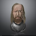 3D Model of A Man with Long Hair Beard Wearing Silver Armor with Rivets