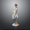 Ceramic Furniture Decorative Figurine With White Blue Outfit Red Hair And Base