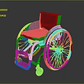 Blue Wheelchair With Black Seat Large Spoke Wheels And Metal Frame