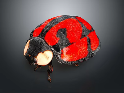 Detailed Closeup View Of Ladybug With Red And Black Spotted Shell On Dark Background 3d model