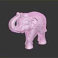 Vintage Wooden Hand Carved Elephant Statue with Intricate Patterns and Ornate Details