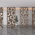 Wooden Room Dividers With Intricate Floral Leaf Patterns For Modern Interior