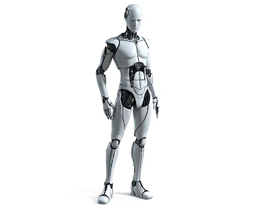 Game and Movie Character Futuristic Humanoid Robot With White Mechanical Body And Detailed Structure 3d model