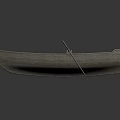 Wooden Boat with Classic Structure and Oar on Dark Background Showing Natural Wood Grain Reflection