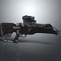 Black Tactical Weapon With Scope Red Dot Sight And Metallic Finish Design 3d model