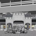 Modern Museum Exhibition Hall With Central Sculpture And Glass Display Cases