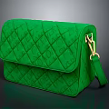 Daily Use Green Quilted Handbag With Golden Clasp And Shoulder Strap