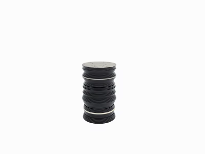 Modern Black Cylindrical Side Table With Layered Design And Round Smooth Top 3d model