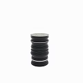 Modern Black Cylindrical Side Table With Layered Design And Round Smooth Top