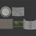 Architectural Stone Components Including Circular Structure Square Slabs Green Area And Steps