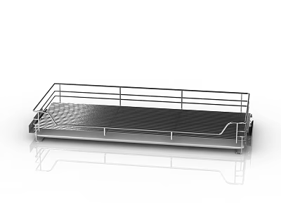 Sturdy Metal Kitchenware with Black Tray and Railings for Kitchen Storage 3d model