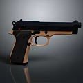 Tactical Modern Pistol With Black Metal Frame And Brown Wooden Grip Design Features