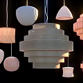 Various Modern Chandeliers With Different Shapes Fabric Wooden And Woven Designs