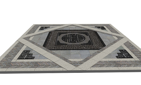 New Chinese Style Floor Tile Paving Floor Flower 3d model