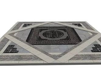 New Chinese Style Floor Tile Paving Floor Flower 3d model