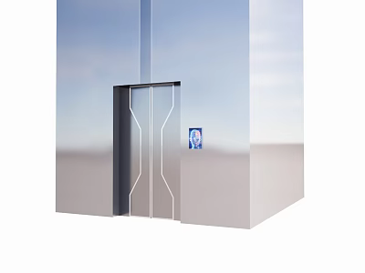 Modern Elevator With Sleek Metal Door And Accessibility Sign Design 3d model
