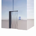 Modern Elevator With Sleek Metal Door And Accessibility Sign Design