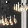 Sleek Modern Chandelier Design With Metal Frame And Multiple Lights In Living Room Interior