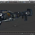 Futuristic Metallic Weapon With Detailed Complex Mechanical Components And Orange Accents