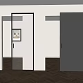Modern Sliding Doors With Black Frame Glass Panels In Interior Space Herringbone Wood Floor