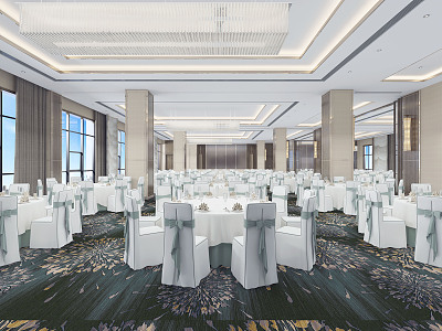 Light Luxury Ballroom 3d model