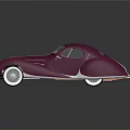 Burgundy Vintage Sports Car with Sleek Curves Retro Design and White Wheels Showcasing Elegant Classic Style