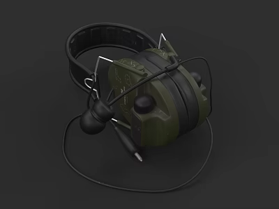 Professional Commercial Communication Headset With Green Black Design And Microphone 3d model