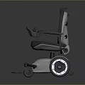 Ergonomic Electric Wheelchair With Comfortable Seat Black Frame And White Wheels