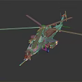 Detailed Military Helicopter With Rotors Weapon Systems And Cockpit Features