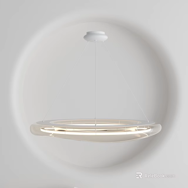 Modern Transparent Ring Pendant Light with Soft Glow Hanging in Minimalist Interior 3d model 