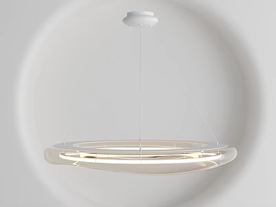 Modern Transparent Ring Pendant Light with Soft Glow Hanging in Minimalist Interior 3d model