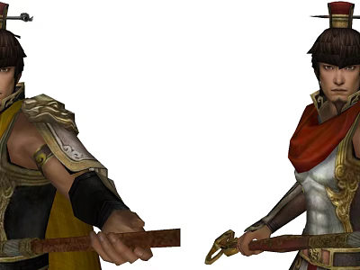 Ancient Warrior Characters in Game and Movie With Armor Sword and Red Cape 3d model