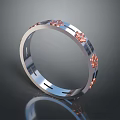 Elegant Silver Ring With Copper Flower Decorations And Polished Metal Band