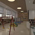 Kids Playroom Interior With Wooden Ceiling Animal Stickers Sofa Window Blinds And White Cabinet