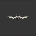 Detailed Pterosaur Creature Model With Blue White Wings And Flame Tail Design
