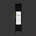Elegant Dark Wood Cabinet With Arched Top Glass Doors Gold Handles And Drawers
