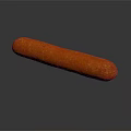 Juicy Orange Sausage with Textured Surface Isolated on Dark Background