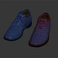 Blue Leather Shoes With Red Accent And Black Sole Lace Up Design For Formal Occasions
