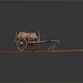 Traditional Roast Pig Cart Displayed On Wooden Platform With Roasted Pig Wheels And Metal Stand