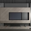 Modern White and Black TV Stand with Open Shelves Books and Decorative Items