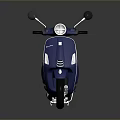 Blue Modern Scooter With Tan Leather Seat Round Headlight And Reflective Surface