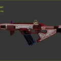 Futuristic White And Black Gun With Red Accent Black Magazine Blue Detail Modern Weapon Design
