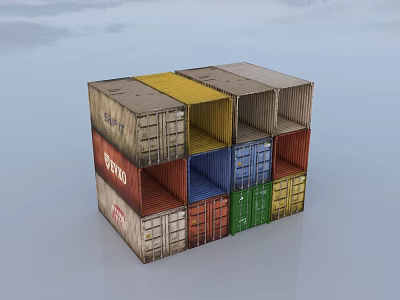 Modern Colorful Stacked Container Building Design With Multiple Colored Containers 3d model