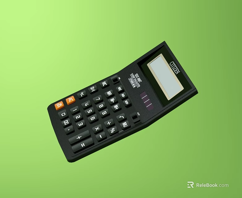 Black Electronic Calculator With Numeric Function Keys And Clear Display Screen 3d model 