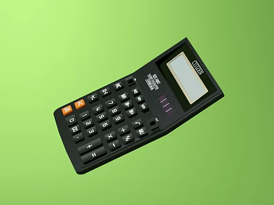 Black Electronic Calculator With Numeric Function Keys And Clear Display Screen 3d model