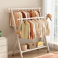 Freestanding Clothes Rack with Hanging Warm Tone Clothing Storage Boxes and Pillow for Home Organization