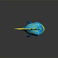 Vibrant Cartoon Tropical Fish Featuring Blue Yellow Stripes Yellow Head Fins And Large Eyes