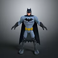 Classic Batman Game Movie Character 3D Model With Black Cape Yellow Belt And Blue Bodysuit