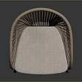 Stylish Wicker Chair With Curved Rattan Backrest Light Wood Legs And Cushioned Seat