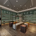 Modern Shoe Store Interior With Shelves Display Neatly Arranged Shoes And Wooden Floor